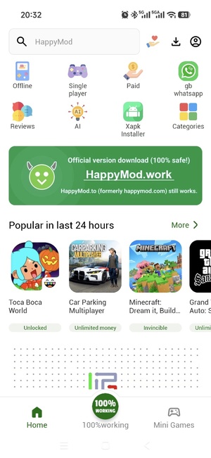 Open the HappyMod 2027 app