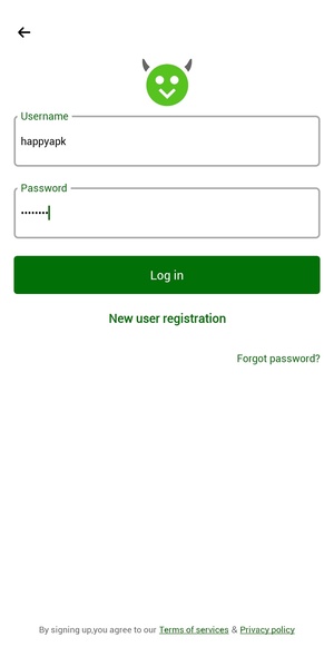 Log in using the account you just registered