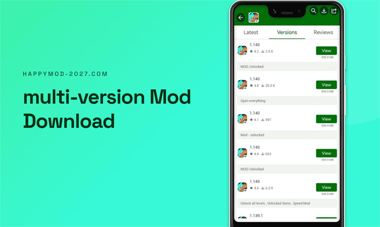 Multiple user-submitted MOD versions for an app
