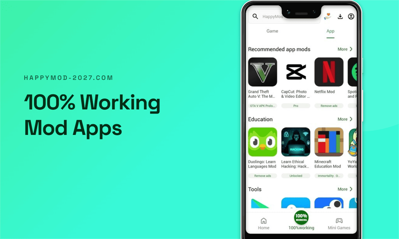 Browse recommended modified apps in the app tab